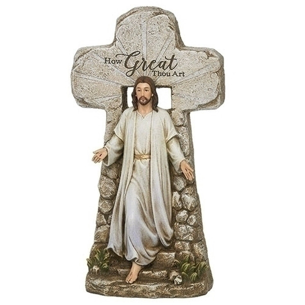 Jesus Rising from the Tomb Cross Statue